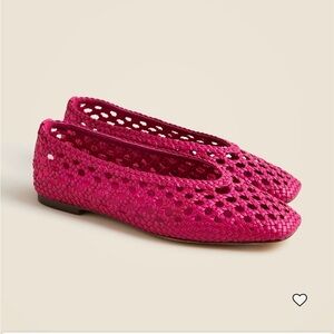 J.Crew Quinn Handwoven Leather Pink Ballet Flats